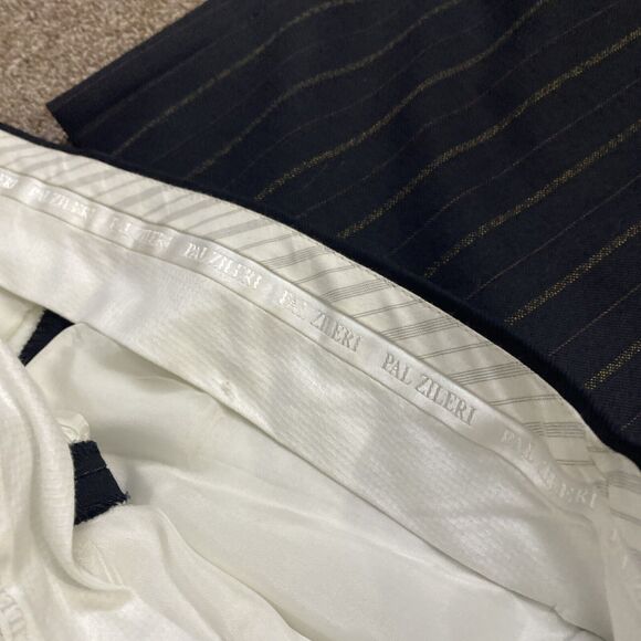 Pal Zileri Brown Pinstriped 100% Wool 2 Pc Suit Jacket Pants See Photos - Picture 8 of 16